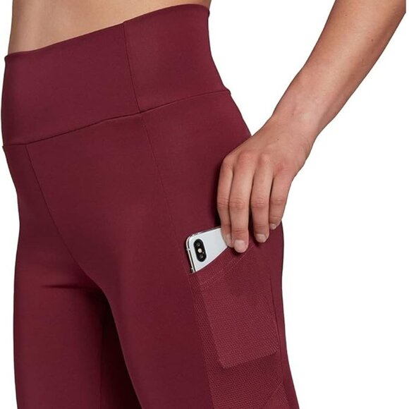 Adidas High Waist Women's Burgandy Leggings - Picture 1 of 10